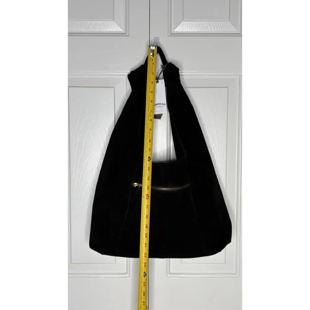 American Leather Co. Marietta Knot Hobo 2.0 Black Suede Shoulder Bag NWT $195